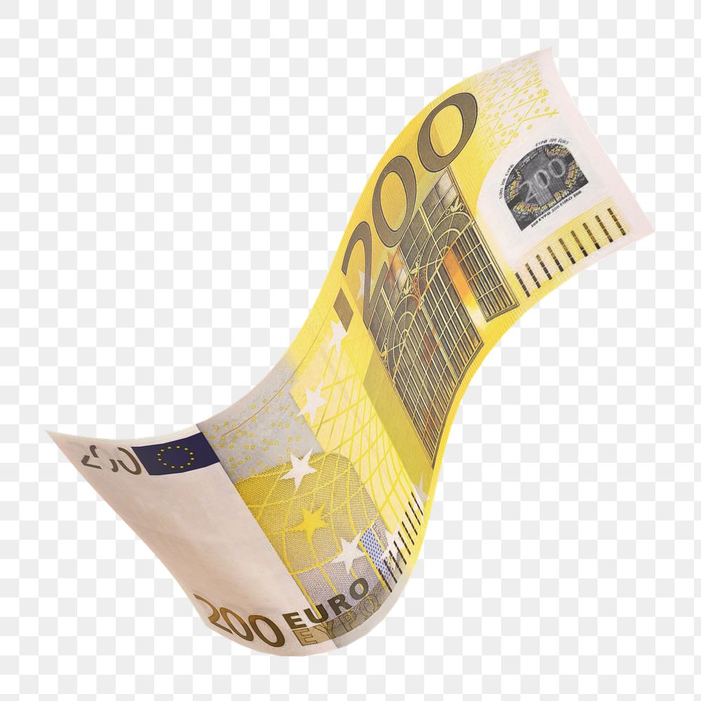 Png 200 Euros bank note, transparent background