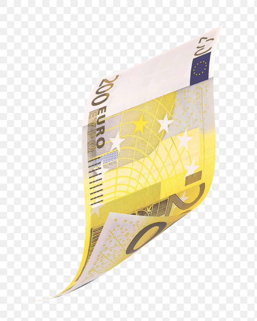 Png 200 Euros bank note, transparent background