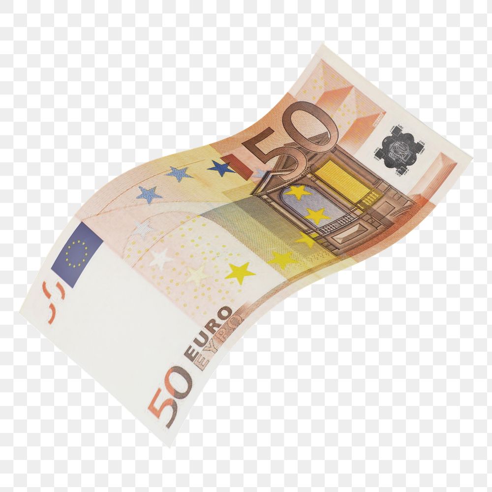 Png 50 Euros bank note, transparent background