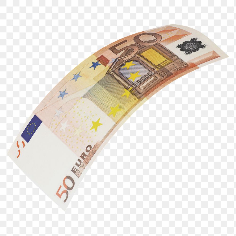 Png 50 Euros bank notes, transparent background
