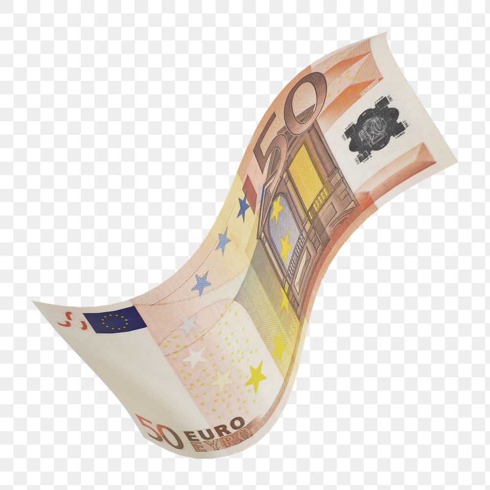 Png 50 Euros bank notes, transparent background