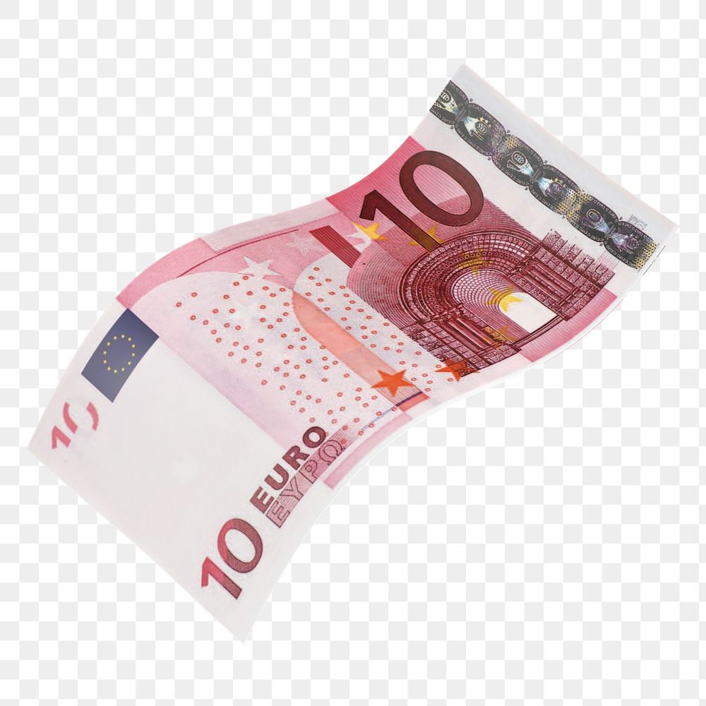 Png 10 Euros bank note, transparent background