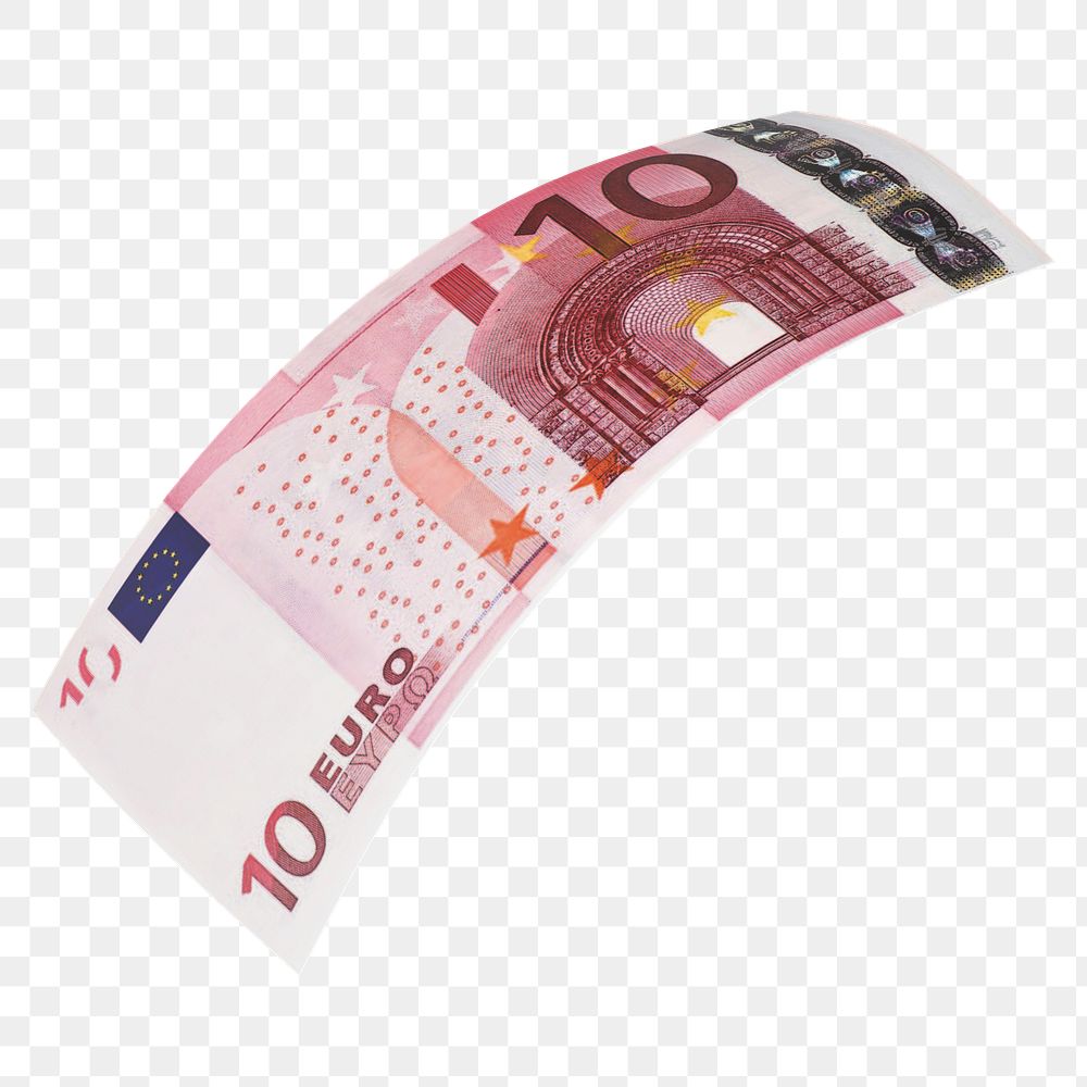 Png 10 Euros bank note, transparent background