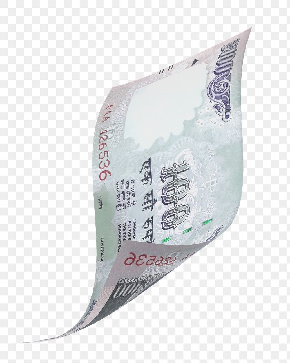 Png Indian 100 Rupees bank note, transparent background
