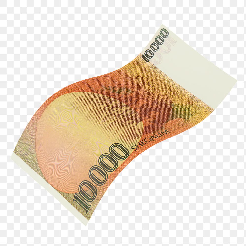 Png 10000 Israeli sheqalim bank note, transparent background