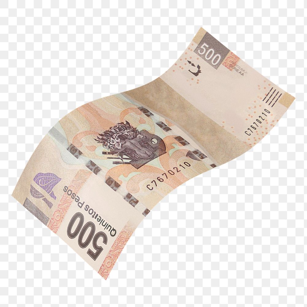 Png Mexican 500 pesos bank note, transparent background