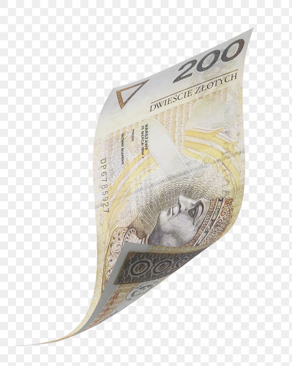 Png 200 Polish złotych bank note, transparent background