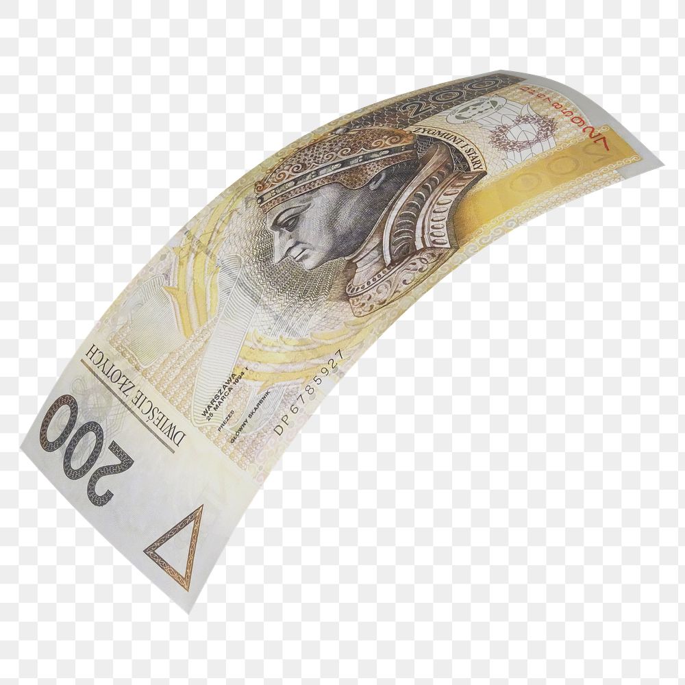 Png 200 Polish złotych bank note, transparent background