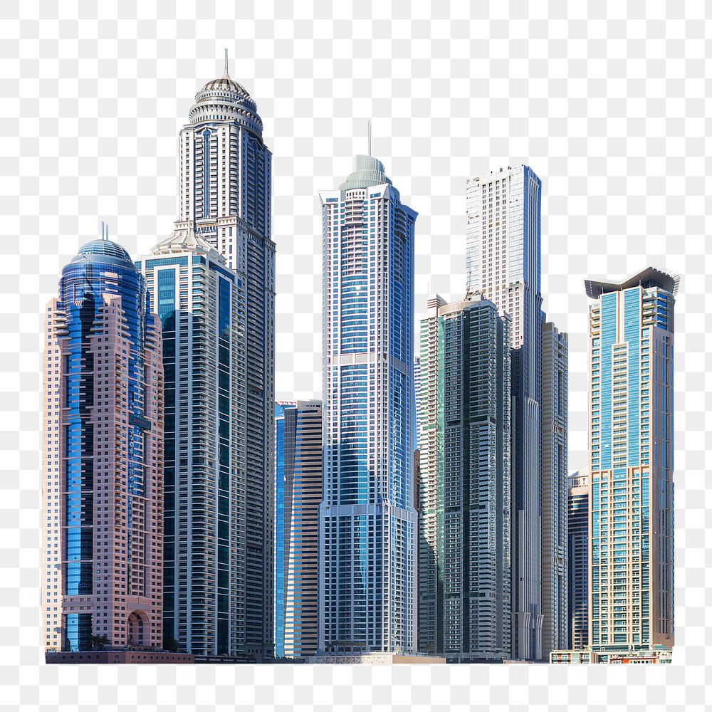 Png Dubai marina towers in UAE, transparent background