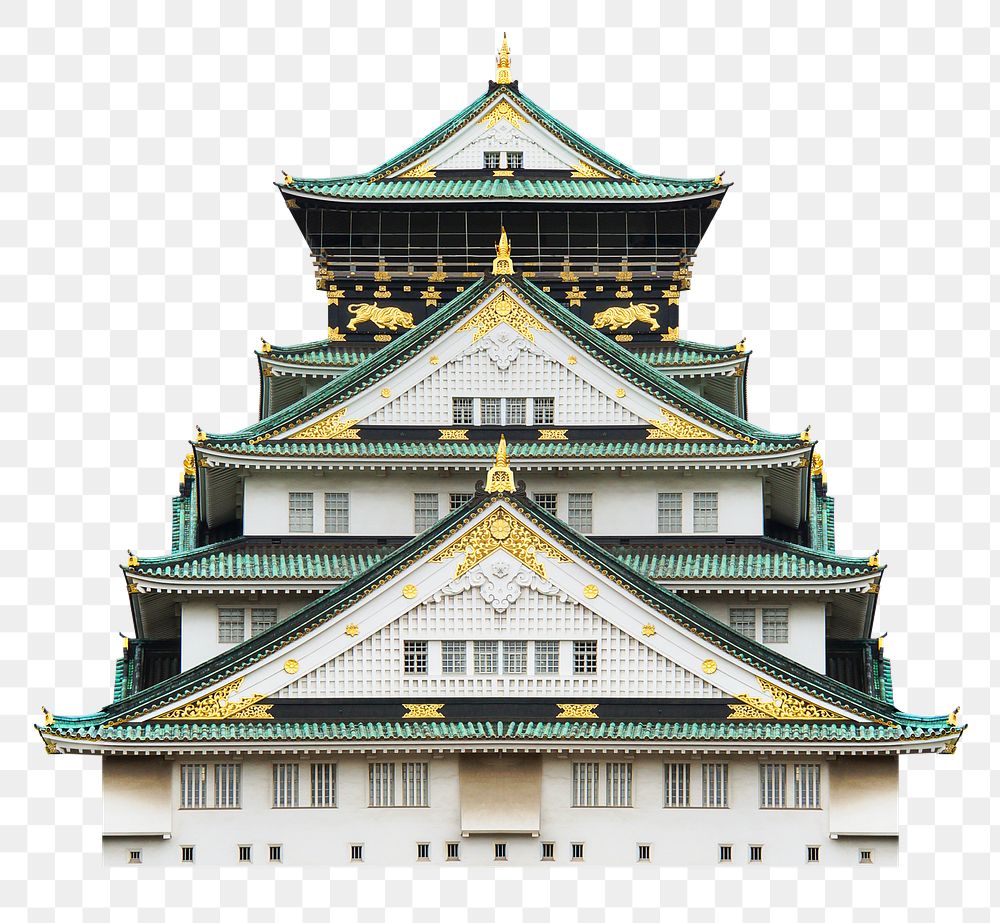 Png Osaka castle in Japan, transparent background