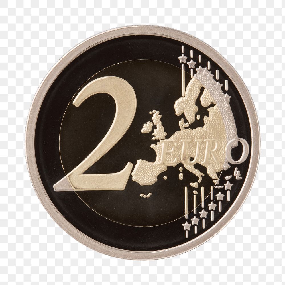 Png 2 Euros coin, transparent background