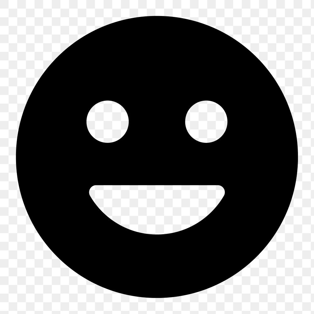 Png black smiling face icon collage element, transparent background