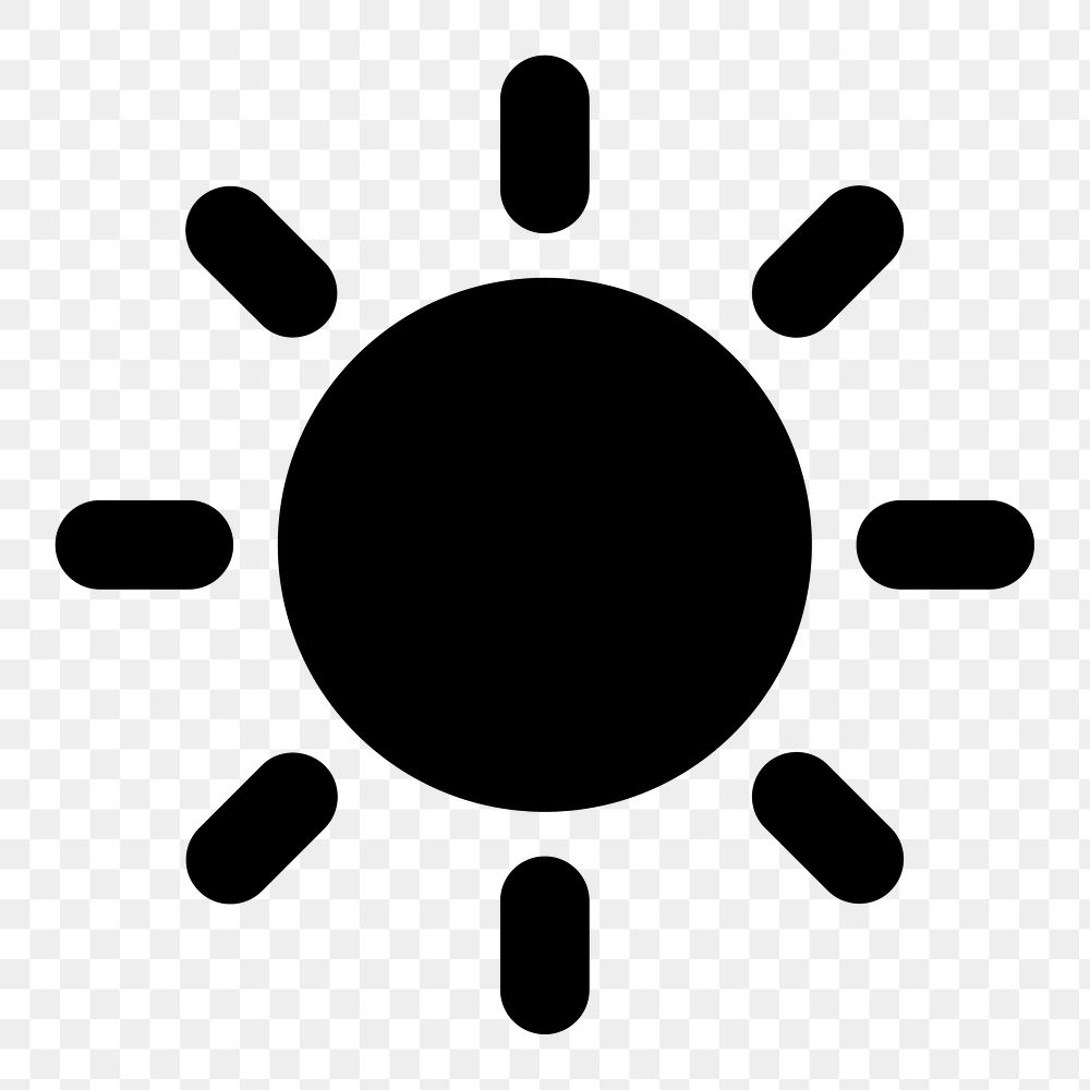 Png black sun  icon collage element, transparent background