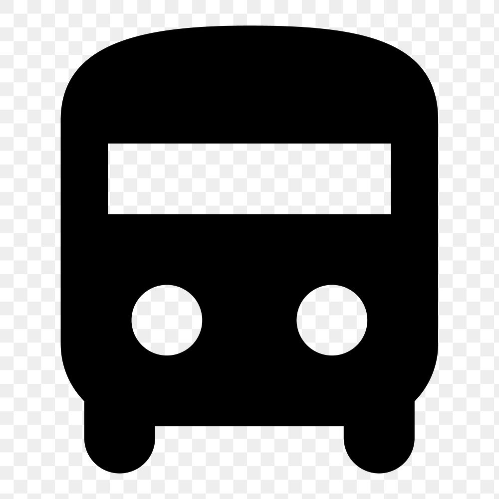 Png black bus  icon collage element, transparent background