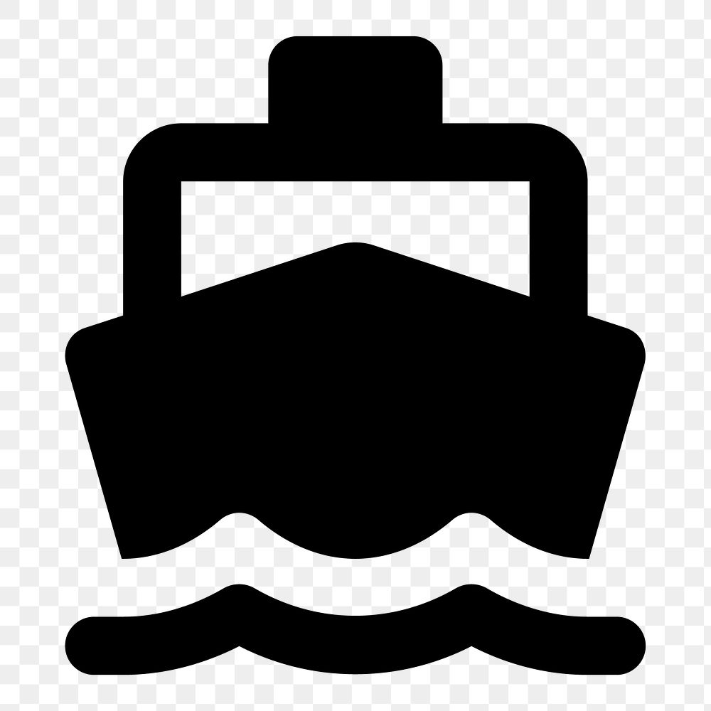 Png black boat  icon collage element, transparent background