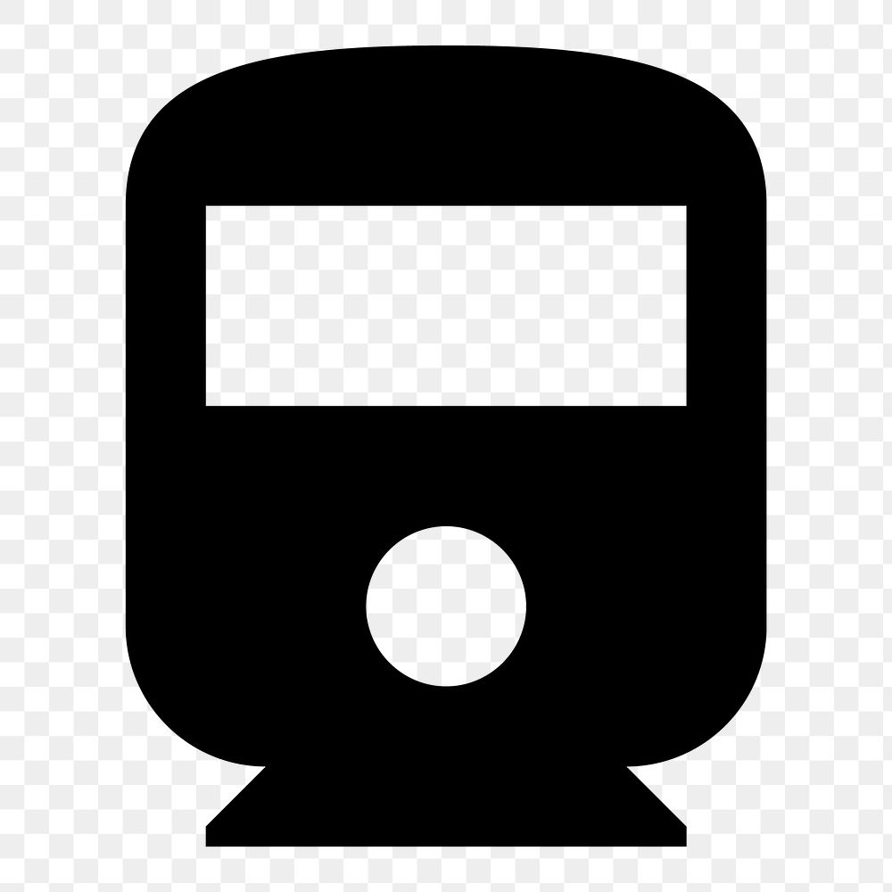 Png black train  icon collage element, transparent background