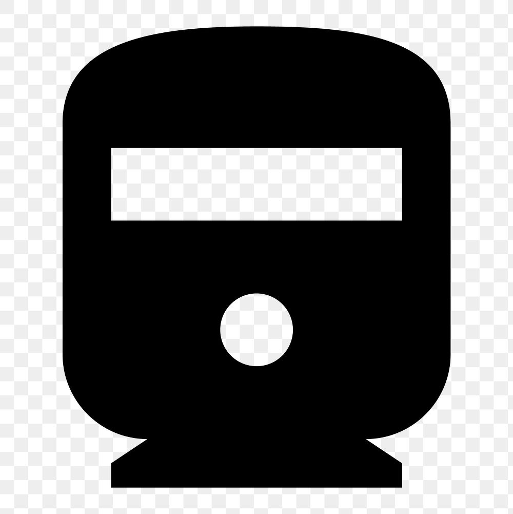 Png black train  icon collage element, transparent background