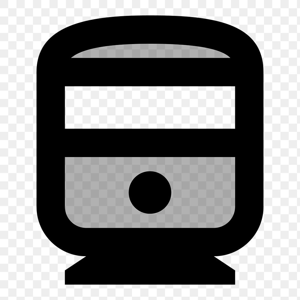 Png grey train  icon collage element, transparent background