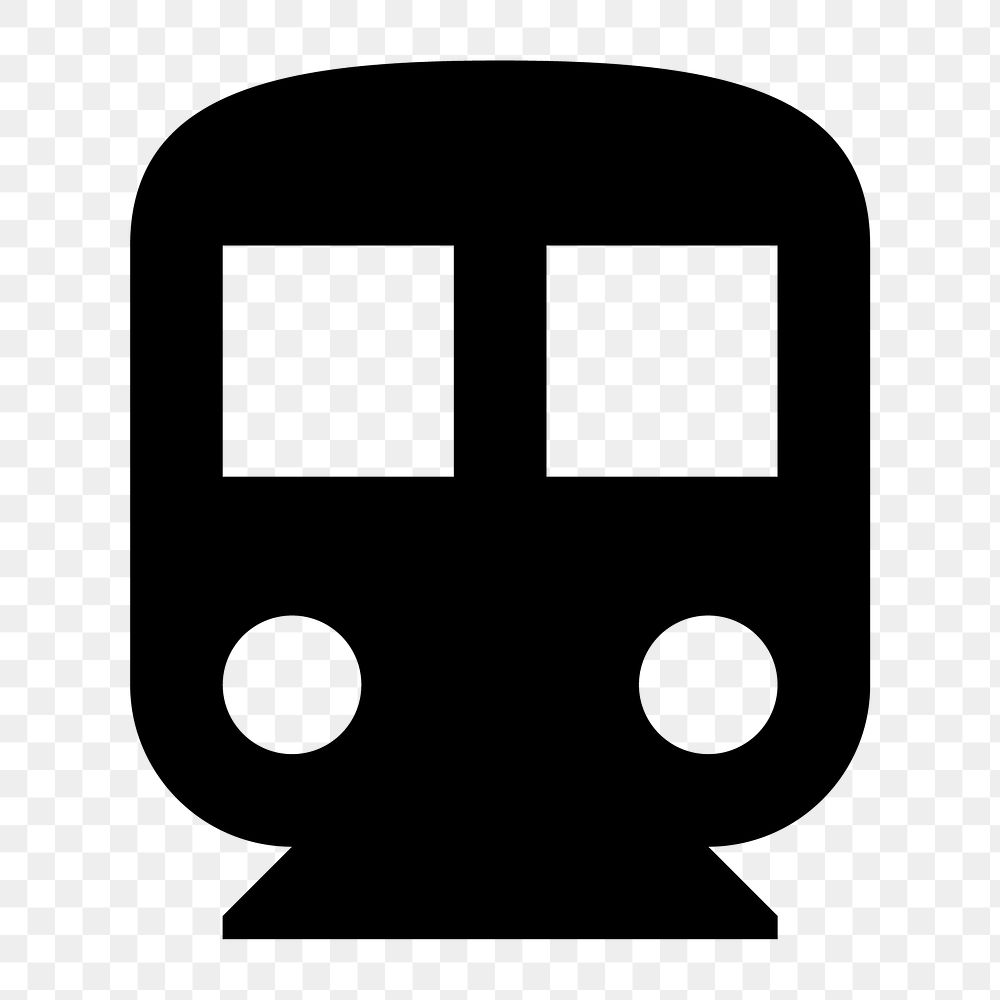 Png black train  icon collage element, transparent background