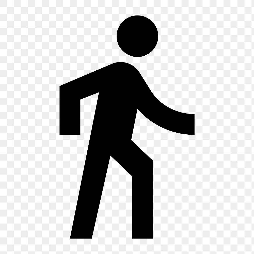 Png stickman walking  icon collage element, transparent background