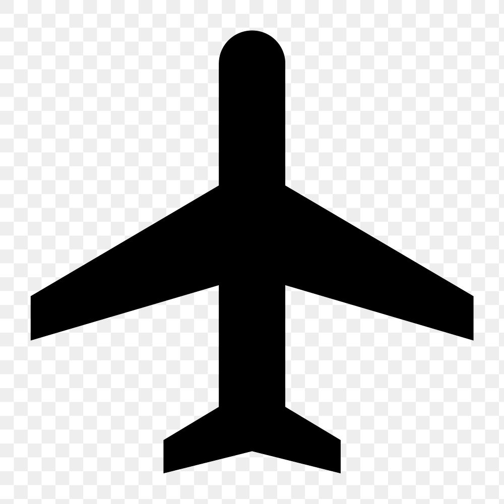 Png black airplane  icon collage element, transparent background