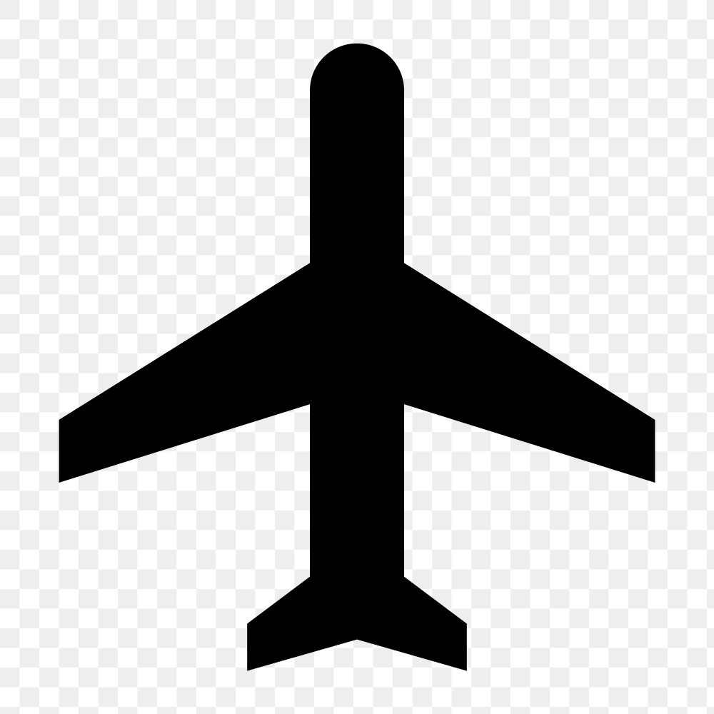 Png black airplane  icon collage element, transparent background