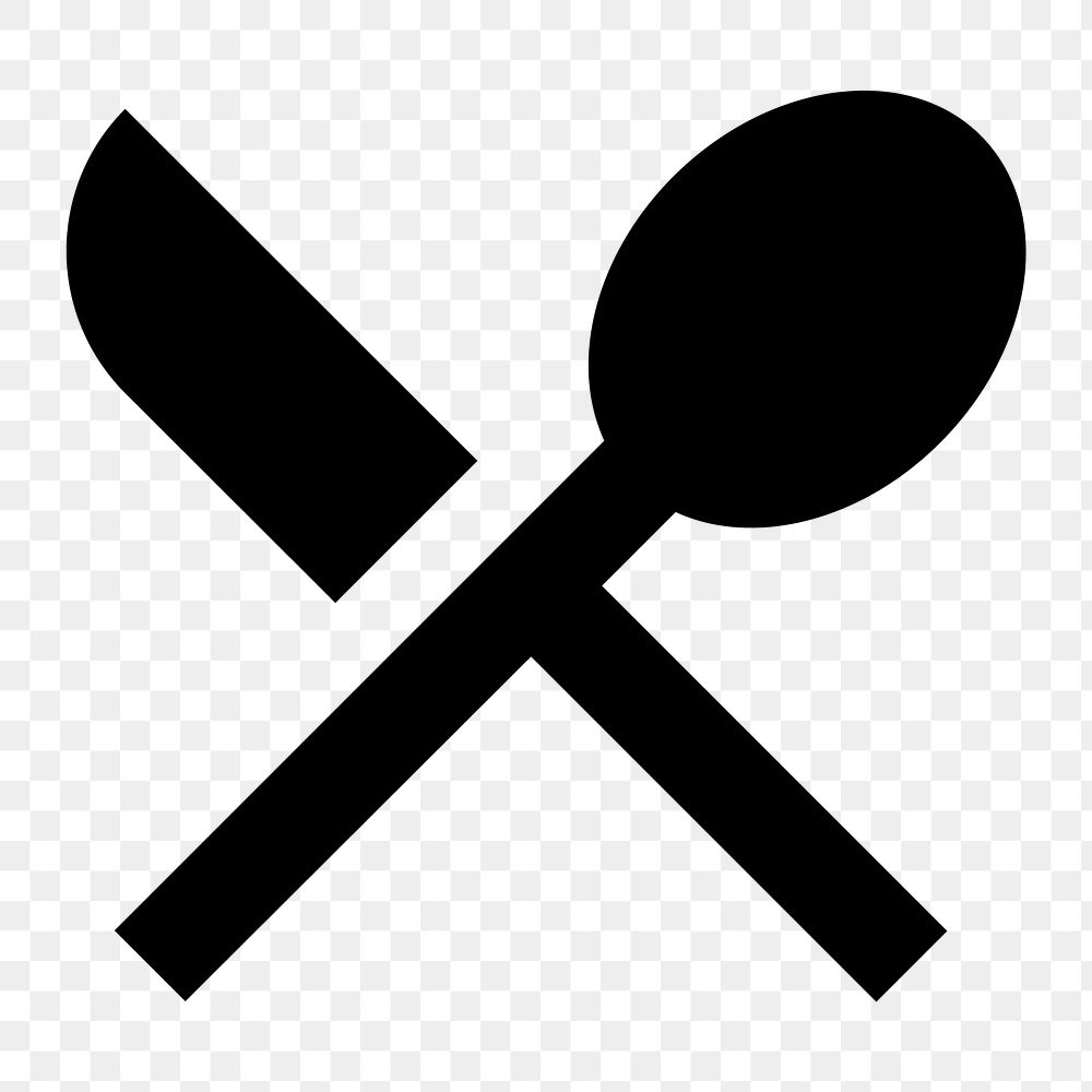 Png black cutlery  icon collage element, transparent background