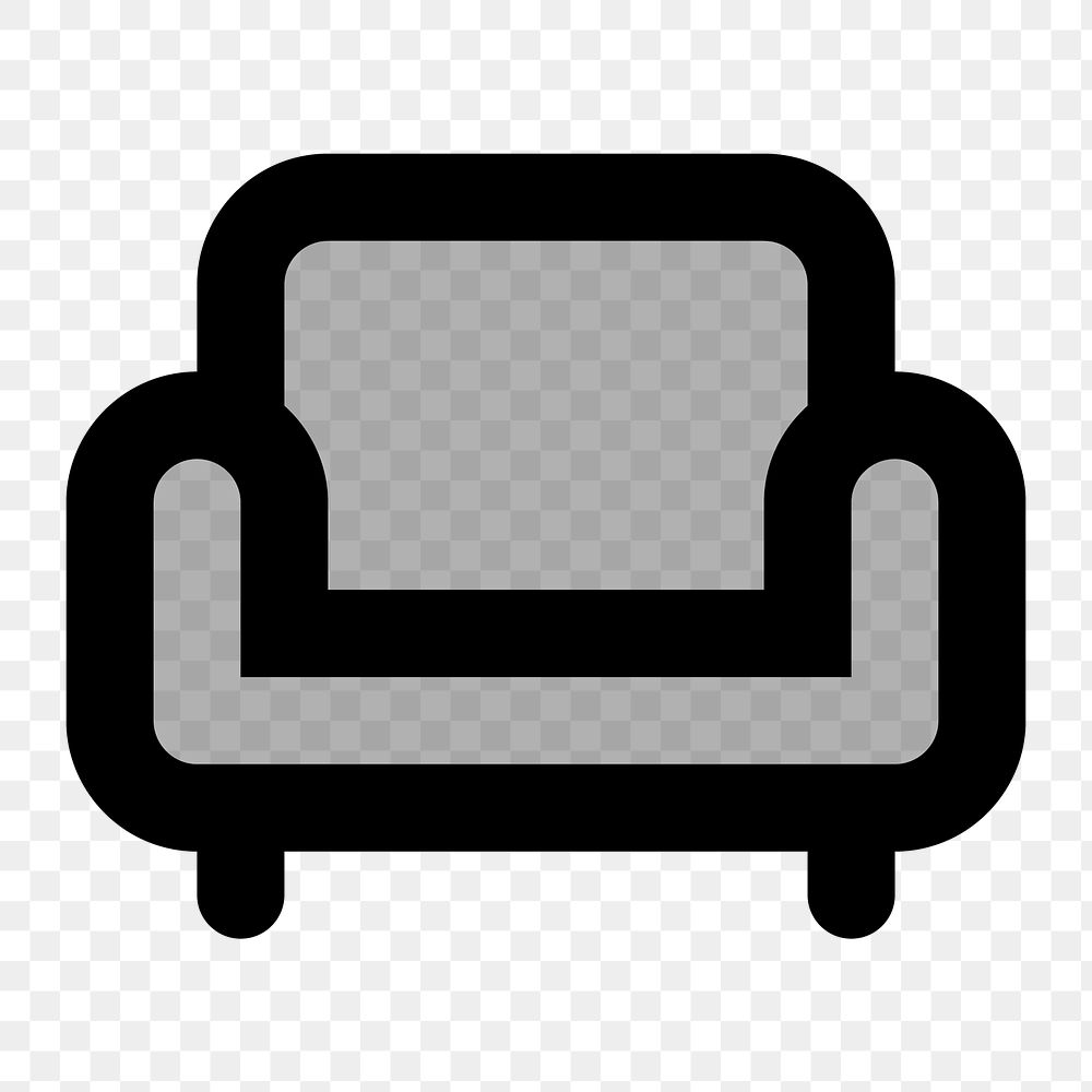 Png grey sofa  icon collage element, transparent background