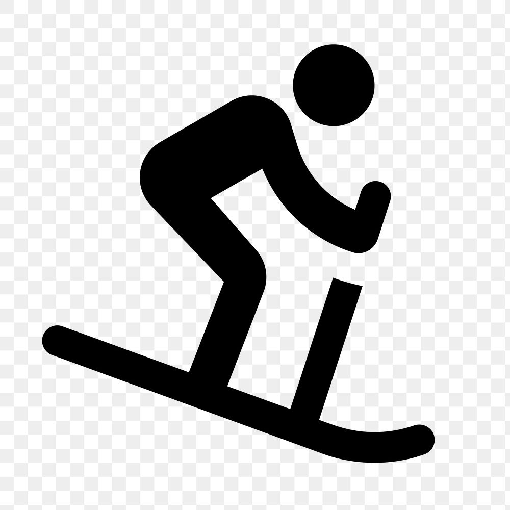 PNG downhill skiing flat icon, transparent background