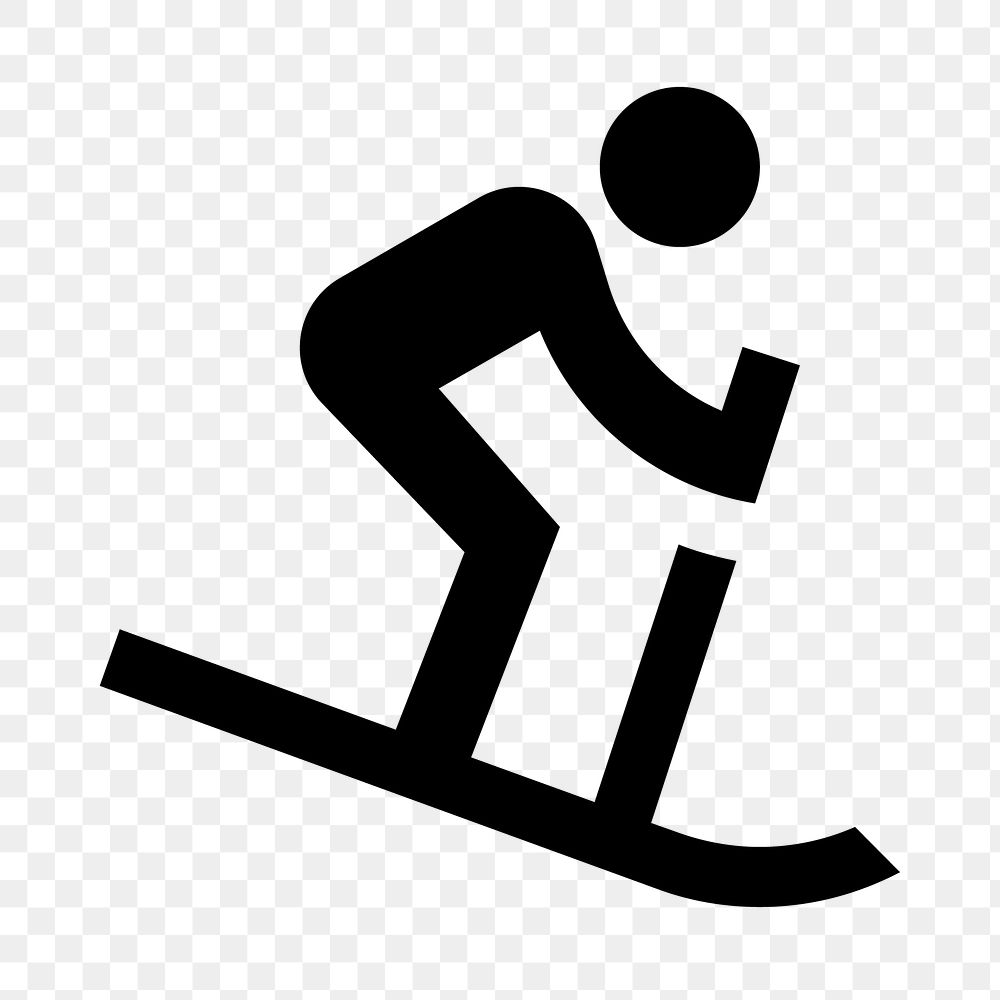 PNG downhill skiing flat icon, transparent background