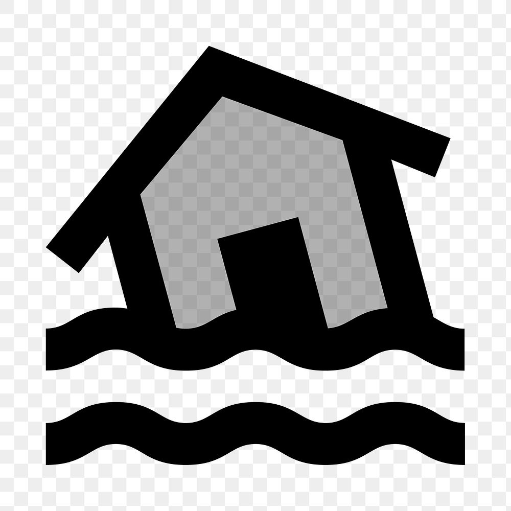 PNG flooded house flat icon, transparent background