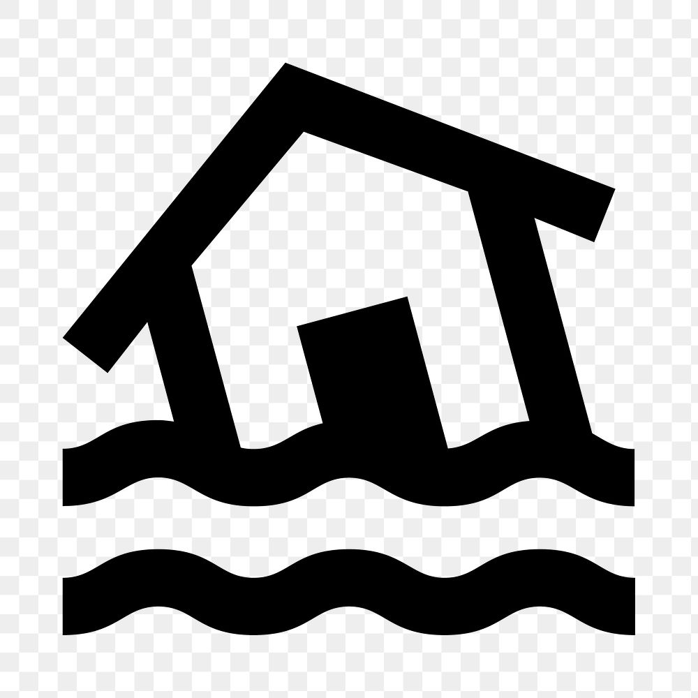 PNG flooded house flat icon, transparent background