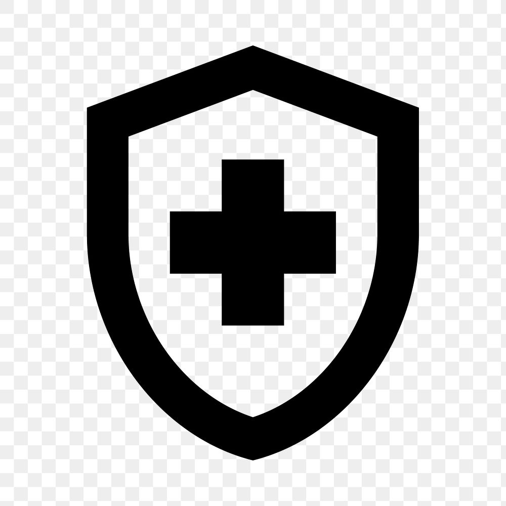 PNG health insurance shield flat icon, transparent background