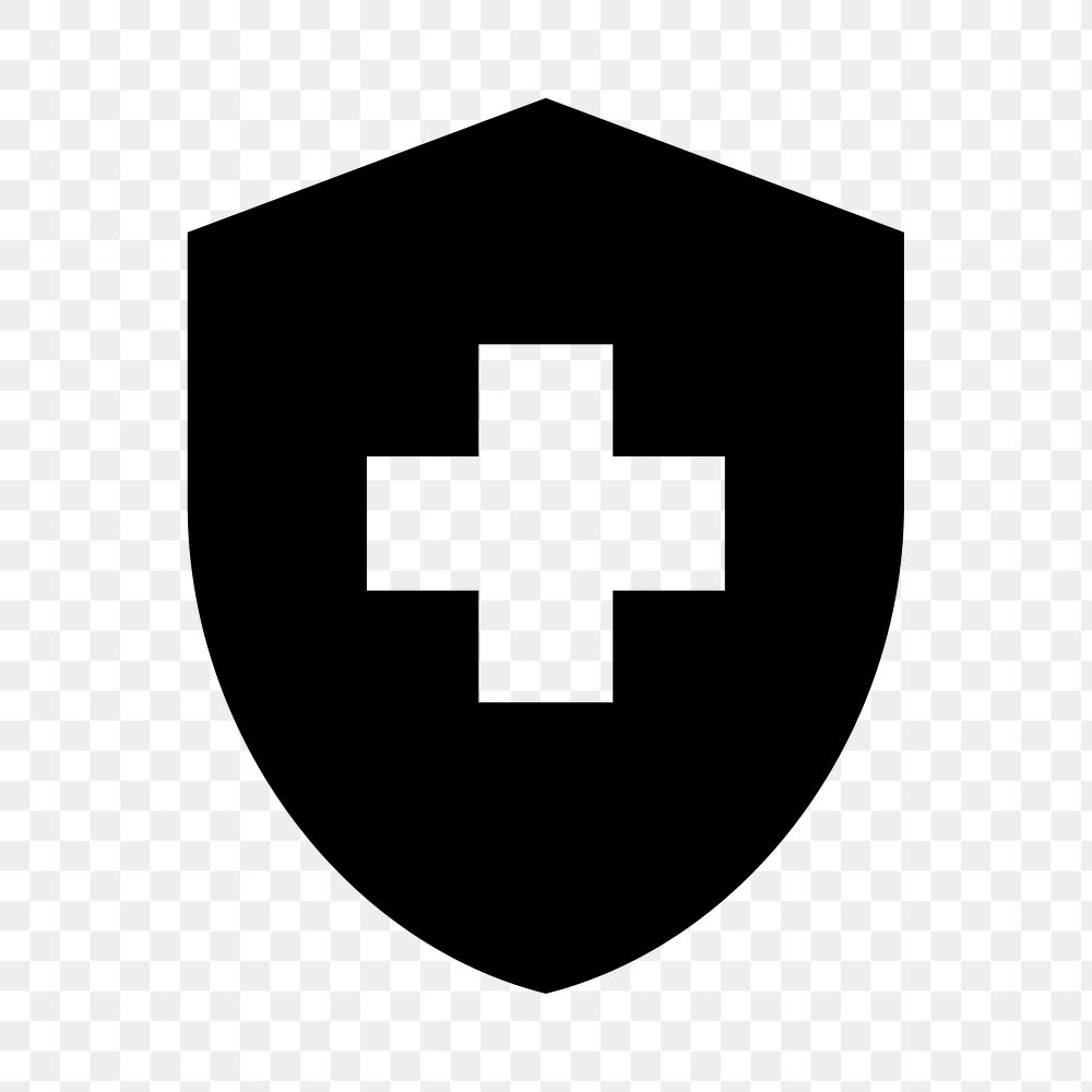 PNG health insurance shield flat icon, transparent background