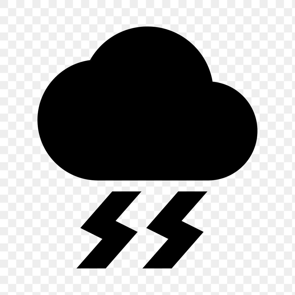 PNG thunder cloud flat icon, transparent background
