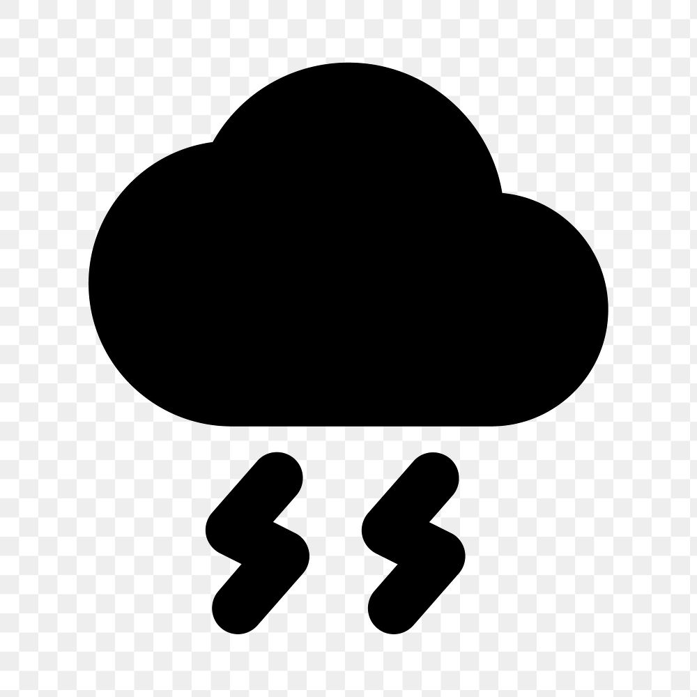 PNG thunder cloud flat icon, transparent background