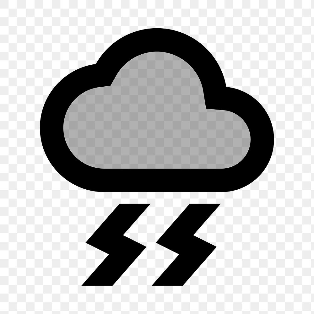 PNG thunder cloud flat icon, transparent background