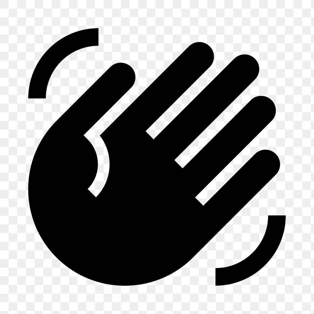 PNG waving hand flat icon, transparent background