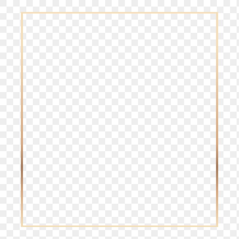 Golden frame png, square, design element, transparent background