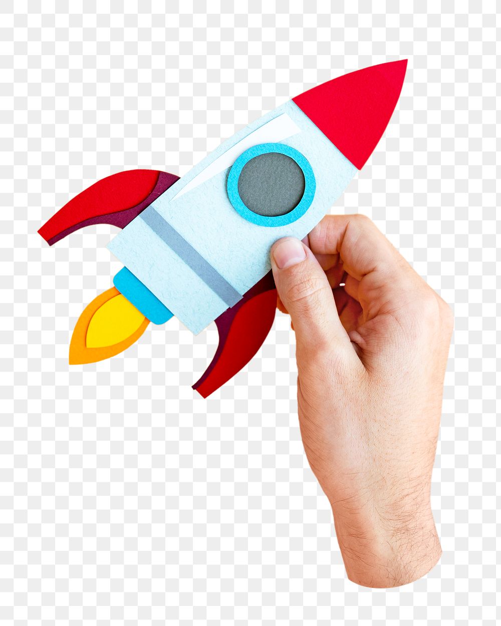 Png paper space rocket, isolated object, transparent background