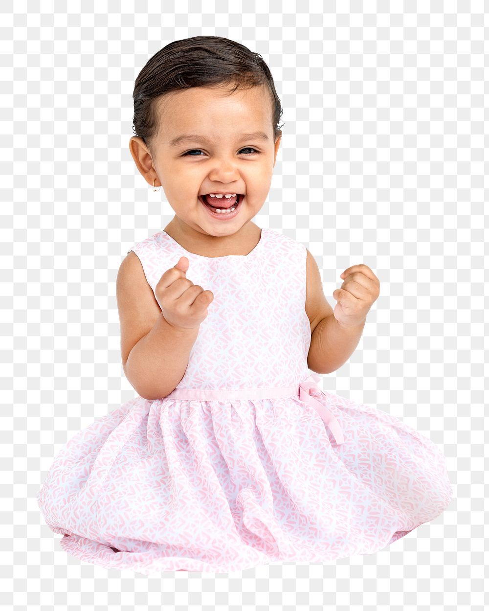 Cheerful baby png girl, transparent background