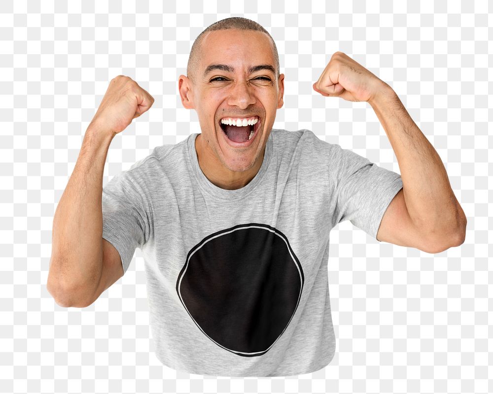 Png tanned shaved man saying yes, transparent background