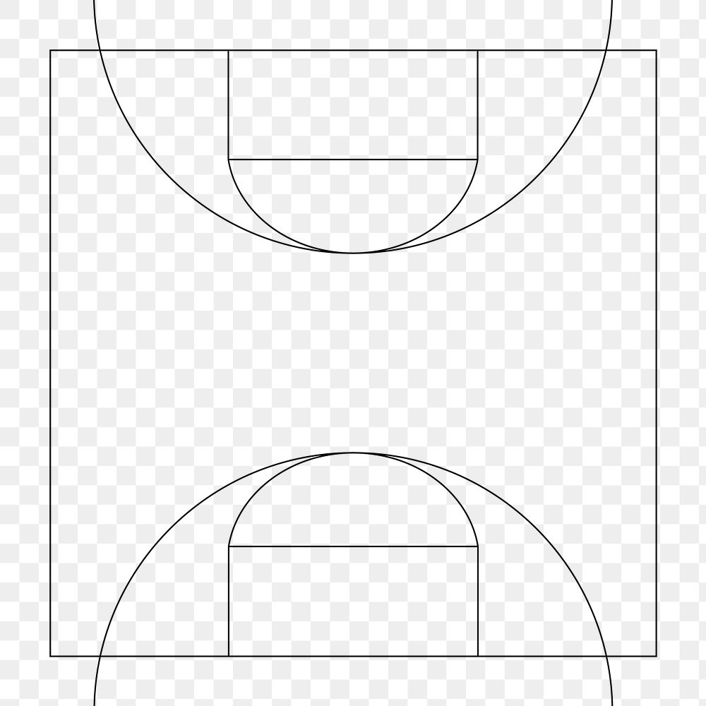 PNG Basketball court outline, transparent background