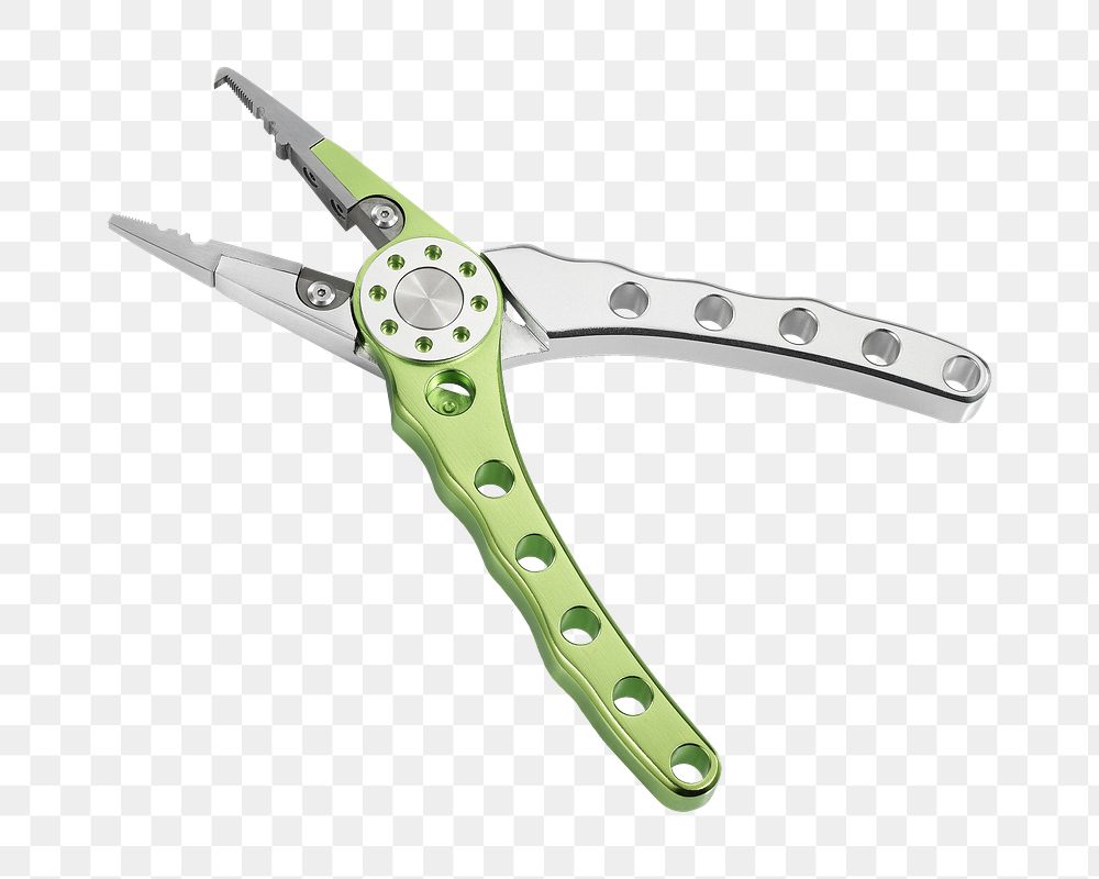 Png silver & green pliers, transparent background