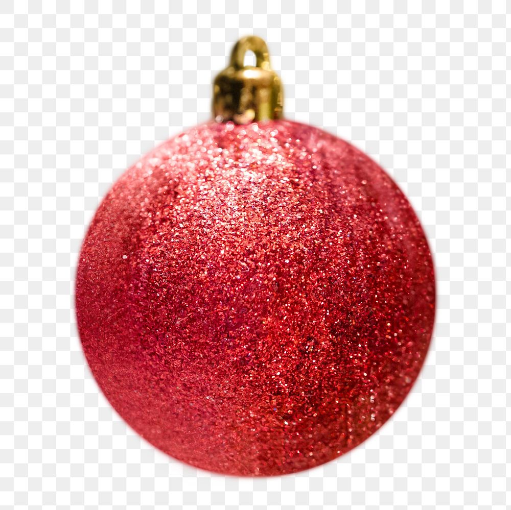 Png red glass ball Christmas, isolated image, transparent background