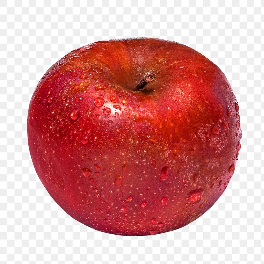 Png freshly washed red apple, transparent background