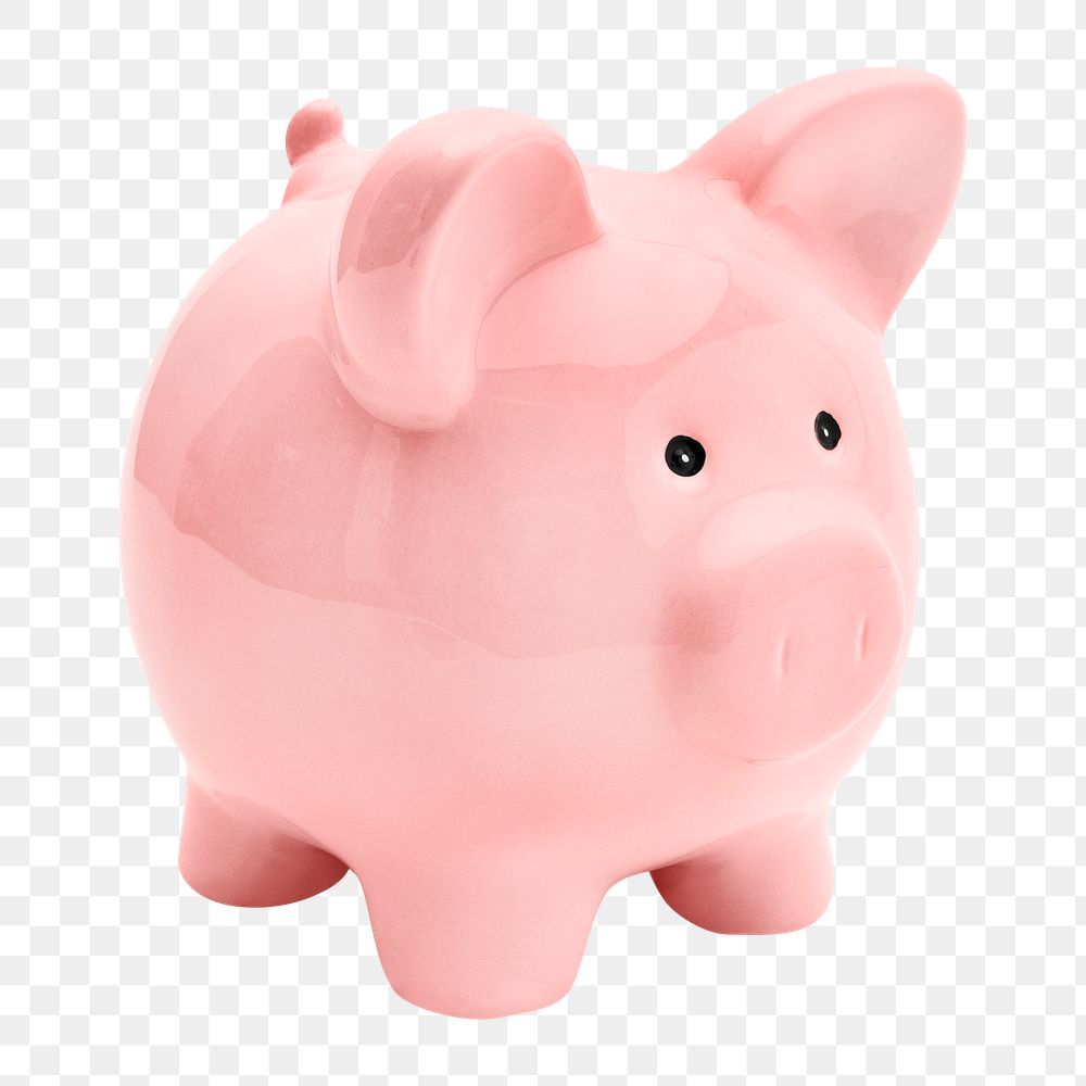 Png pink piggy bank, isolated image, transparent background