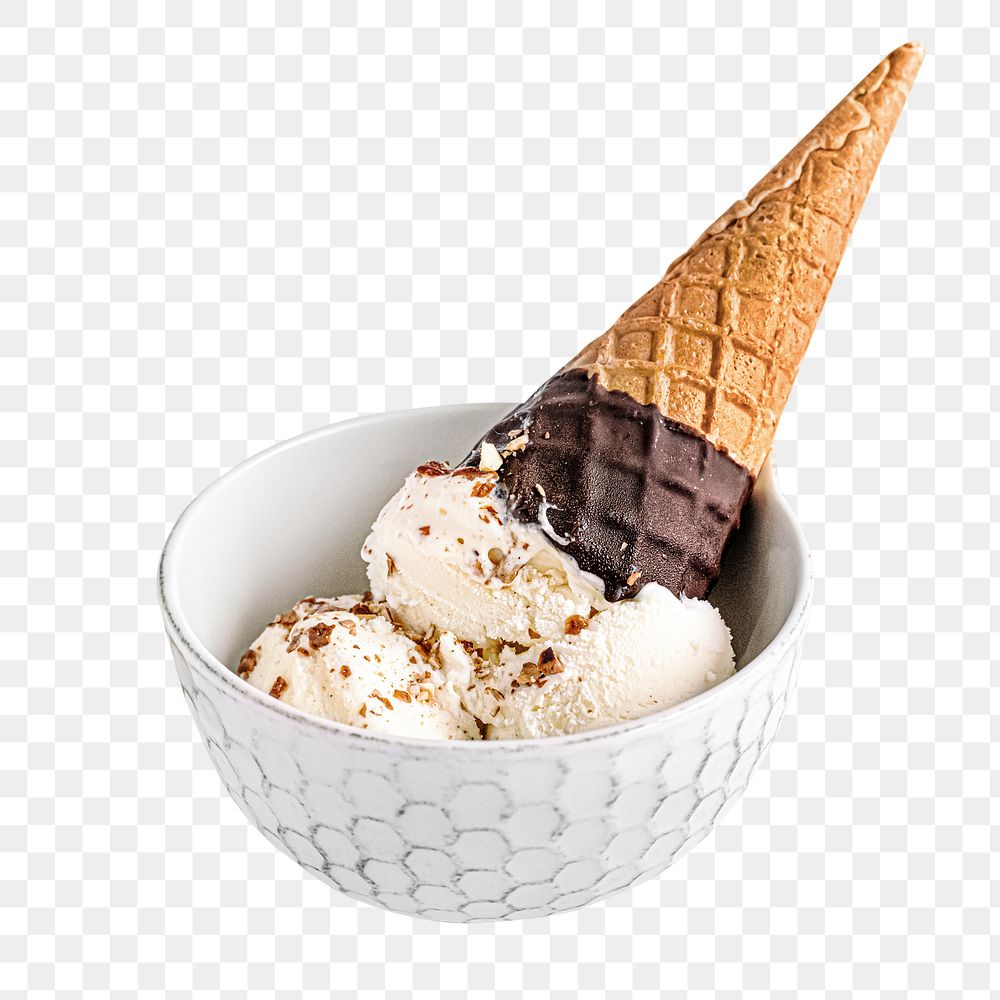 Png vanilla Ice cream in bowl, transparent background