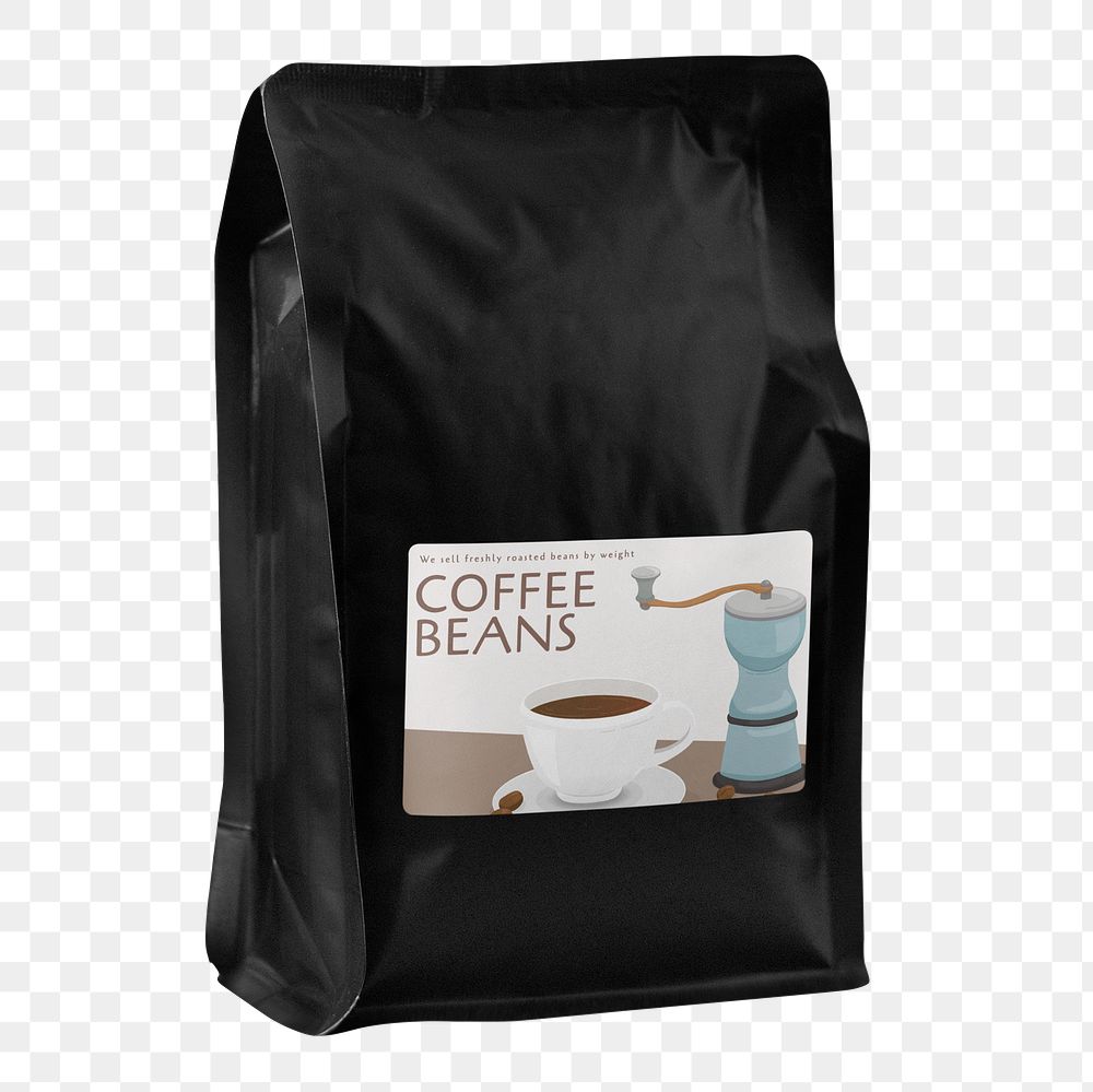 Coffee bag png pouch packaging, transparent background