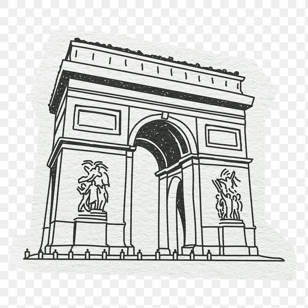 PNG Arc de Triomphe, line art illustration, transparent background